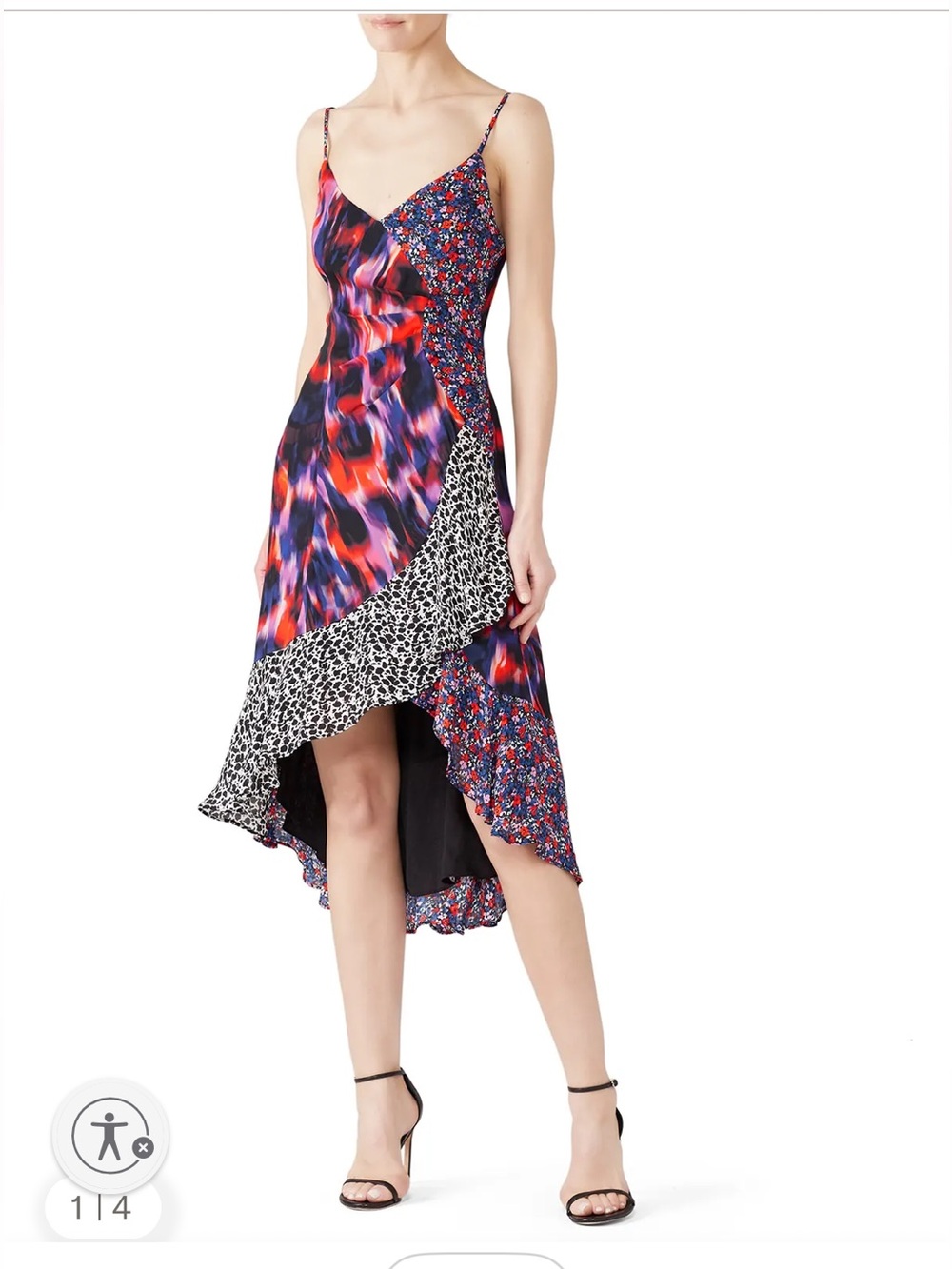 Parker Colleen Combo Dress Silk Viscose Dance Flounce Sz 2